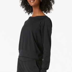 OUTDOOR VOICES | BLACK cloudknit shrunken crew | MEDIUM